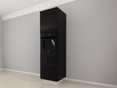 Corp Vertical 210 pentru Cuptor Incorporabil Blanca Negru Lucios - Modul Bucătărie Premium Configurabil cu 2 Uși, Fără Mânere, Deschidere Prin Apăsare - Hulgo Mobili [2]