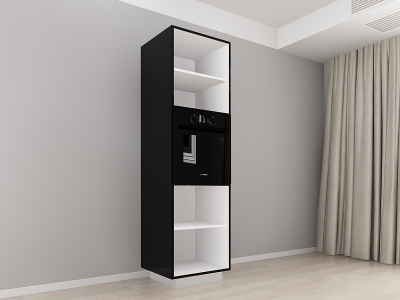 Corp Vertical 210 pentru Cuptor Incorporabil Blanca Negru Lucios - Modul Bucătărie Premium Configurabil cu 2 Uși, Fără Mânere, Deschidere Prin Apăsare - Hulgo Mobili [1]