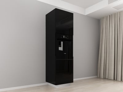 Corpuri Blanca - Corp Vertical 210 pentru Cuptor Incorporabil Blanca Negru Lucios - Modul Bucătărie Premium Configurabil cu 2 Uși, Fără Mânere, Deschidere Prin Apăsare - Hulgo Mobili