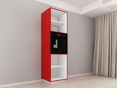 Corp Vertical 210 pentru Cuptor Incorporabil Blanca Rosu Lucios - Modul Bucătărie Premium Configurabil cu 2 Uși, Fără Mânere, Deschidere Prin Apăsare - Hulgo Mobili [1]