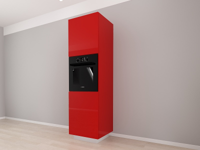 Corp Vertical 210 pentru Cuptor Incorporabil Blanca Rosu Lucios - Modul Bucătărie Premium Configurabil cu 2 Uși, Fără Mânere, Deschidere Prin Apăsare - Hulgo Mobili [2]