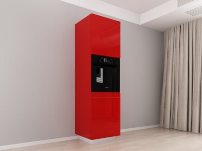 Corpuri Blanca - Corp Vertical 210 pentru Cuptor Incorporabil Blanca Rosu Lucios - Modul Bucătărie Premium Configurabil cu 2 Uși, Fără Mânere, Deschidere Prin Apăsare - Hulgo Mobili