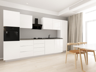 Blanca 1 MDF Alb Lucios - Set Mobilă Bucătărie Modulară Modernă MDF 3.6m Premium Configurabilă Deschidere Prin Apăsare Fără Mânere/Push to Open Design Personalizabil - Hulgo Mobili [1]