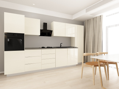 Blanca 1 MDF Crem Lucios - Set Mobilă Bucătărie Modulară Modernă MDF 3.6m Premium Configurabilă Deschidere Prin Apăsare Fără Mânere/Push to Open Design Personalizabil - Hulgo Mobili [1]