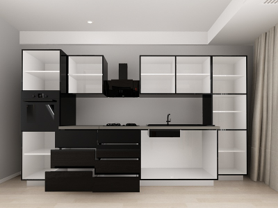 Blanca 1 MDF Negru Lucios - Set Mobilă Bucătărie Modulară Modernă MDF 3.6m Premium Configurabilă Deschidere Prin Apăsare Fără Mânere/Push to Open Design Personalizabil - Hulgo Mobili [3]
