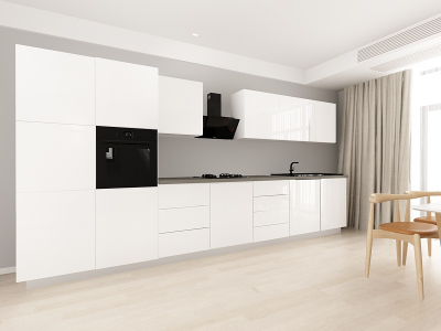 Blanca 2 MDF Alb Lucios - Set Mobilă Bucătărie Modulară Modernă MDF 4.2m Premium Configurabilă deschidere prin apăsare Fără Mânere/Push to Open design personalizabil - Hulgo Mobili [1]