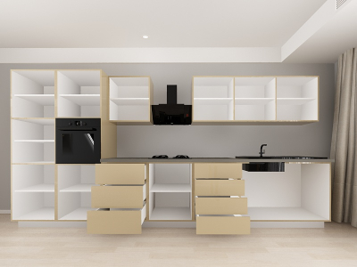 Blanca 2 MDF Cappuccino Lucios - Set Mobilă Bucătărie Modulară Modernă MDF 4.2m Premium Configurabilă deschidere prin apăsare Fără Mânere/Push to Open design personalizabil - Hulgo Mobili [3]