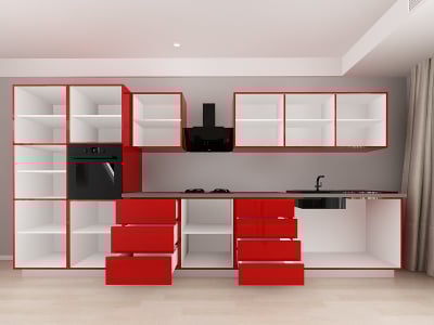 Blanca 2 MDF Rosu Lucios - Set Mobilă Bucătărie Modulară Modernă MDF 4.2m Premium Configurabilă deschidere prin apăsare Fără Mânere/Push to Open design personalizabil - Hulgo Mobili [3]