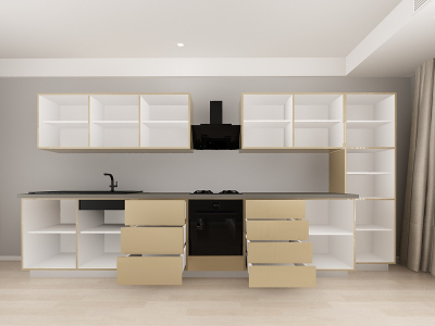 Blanca 3 MDF Cappuccino Lucios - Set Mobilă Bucătărie Modulară Modernă MDF 4.2m Premium Configurabilă deschidere prin apăsare Fără Mânere/Push to Open design personalizabil - Hulgo Mobili [2]