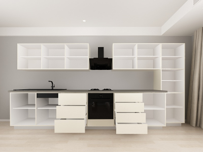 Blanca 3 MDF Crem Lucios - Set Mobilă Bucătărie Modulară Modernă MDF 4.2m Premium Configurabilă deschidere prin apăsare Fără Mânere/Push to Open design personalizabil - Hulgo Mobili [2]