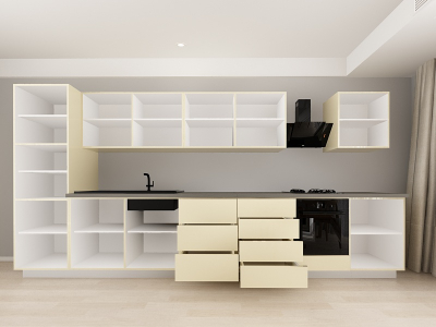 Blanca 4 MDF Crem Lucios - Set Mobilă Bucătărie Modulară Modernă MDF 4.2m Premium Configurabilă deschidere prin apăsare Fără Mânere/Push to Open design personalizabil - Hulgo Mobili [2]