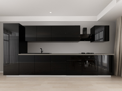 Bucatarie BLANCA - Blanca 4 MDF Negru Lucios - Set Mobilă Bucătărie Modulară Modernă MDF 4.2m Premium Configurabilă deschidere prin apăsare Fără Mânere/Push to Open design personalizabil - Hulgo Mobili