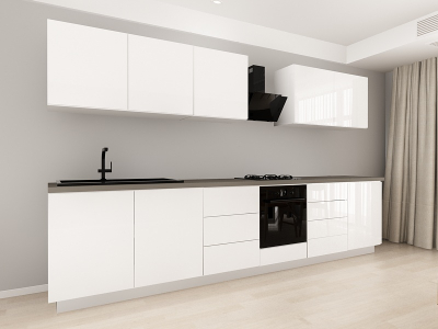 Blanca 5 MDF Alb Lucios - Set Mobilă Bucătărie Modulară Modernă MDF 3.6m Premium Configurabilă deschidere prin apăsare Fără Mânere/Push to Open design personalizabil - Hulgo Mobili [1]