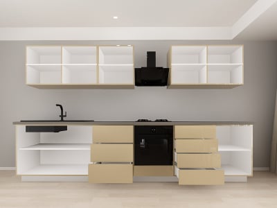 Blanca 5 MDF Cappuccino Lucios - Set Mobilă Bucătărie Modulară Modernă MDF 3.6m Premium Configurabilă deschidere prin apăsare Fără Mânere/Push to Open design personalizabil - Hulgo Mobili [2]