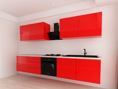 Evora 2 MDF Rosu Lucios - Set Mobilă Bucătărie Modulară Modernă MDF 3m Premium Configurabilă Deschidere Prin Apăsare Fără Mânere/Push to Open Design Integral Suspendat Personalizabil - Hulgo Mobili [7]