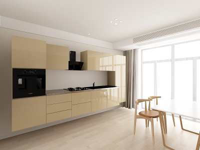 Evora 3 MDF Cappuccino Lucios - Set Mobilă Bucătărie Modulară Modernă MDF 3.6m Premium Configurabilă Deschidere Prin Apăsare Fără Mânere/Push to Open Design Integral Suspendat Personalizabil - Hulgo M [1]