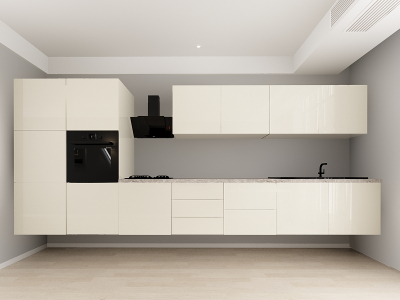 Evora 4 MDF Crem Lucios - Set Mobilă Bucătărie Modulară Modernă MDF 4.8m Premium Configurabilă Deschidere Prin Apăsare Fără Mânere/Push to Open Design Integral Suspendat Personalizabil - Hulgo Mobili [17]