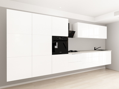 Evora 7 MDF Alb Lucios - Set Mobilă Bucătărie Modulară Modernă MDF 4.2m Premium Configurabilă Deschidere Prin Apăsare Fără Mânere/Push to Open Design Integral Suspendat Personalizabil - Hulgo Mobili [1]