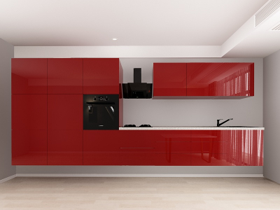 Seturi Bucatarie Evora - Evora 7 MDF Bordo Lucios - Set Mobilă Bucătărie Modulară Modernă MDF 4.2m Premium Configurabilă Deschidere Prin Apăsare Fără Mânere/Push to Open Design Integral Suspendat Personalizabil - Hulgo Mobili