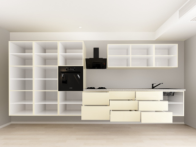 Evora 7 MDF Crem Lucios - Set Mobilă Bucătărie Modulară Modernă MDF 4.2m Premium Configurabilă Deschidere Prin Apăsare Fără Mânere/Push to Open Design Integral Suspendat Personalizabil - Hulgo Mobili [3]
