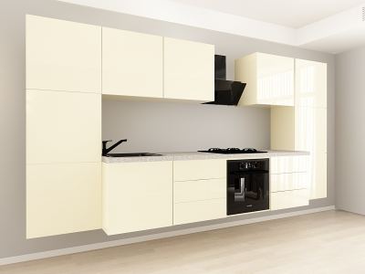 Evora 8 MDF Crem Lucios - Set Mobilă Bucătărie Modulară Modernă MDF 3.6m Premium Configurabilă Deschidere Prin Apăsare Fără Mânere/Push to Open Design Integral Suspendat Personalizabil - Hulgo Mobili [5]