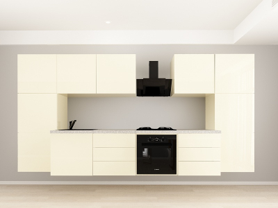 Evora 8 MDF Crem Lucios - Set Mobilă Bucătărie Modulară Modernă MDF 3.6m Premium Configurabilă Deschidere Prin Apăsare Fără Mânere/Push to Open Design Integral Suspendat Personalizabil - Hulgo Mobili [4]