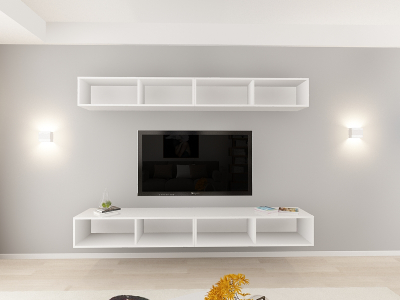 Living QUADRO 12 MDF Alb Lucios | Set Mobilier Modular Suspendat Premium Configurabil pentru un Living Modern Fără Mânere/Push to Open - Hulgo Mobili [3]