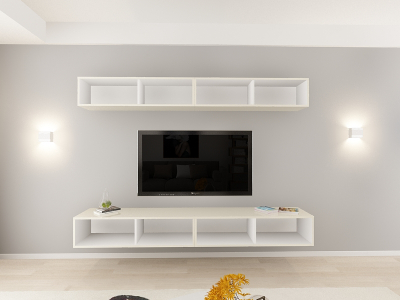 Living QUADRO 12 MDF Crem Lucios | Set Mobilier Modular Suspendat Premium Configurabil pentru un Living Modern Fără Mânere/Push to Open - Hulgo Mobili [7]