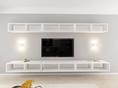 Living QUADRO 13 MDF Alb Lucios | Set Mobilier Modular Suspendat Premium Configurabil pentru un Living Modern Fără Mânere/Push to Open - Hulgo Mobili [3]