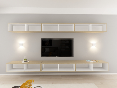 Living QUADRO 13 MDF Cappuccino Lucios | Set Mobilier Modular Suspendat Premium Configurabil pentru un Living Modern Fără Mânere/Push to Open - Hulgo Mobili [6]