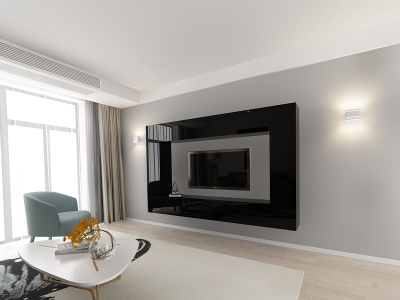 Living QUADRO 8 MDF Negru Lucios | Set Mobilier Modular Suspendat Premium Configurabil pentru un Living Modern Fără Mânere/Push to Open - Hulgo Mobili [1]