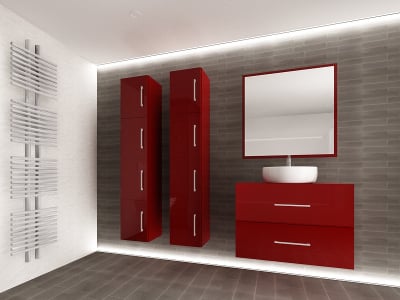 Seturi Baie Eos - Set EOS 1 MDF Bordo Lucios | Set Mobilă Modulară Suspendată pentru Baie | Mobilier Premium, Modern, Configurabil și Personalizabil - Hulgo Mobili