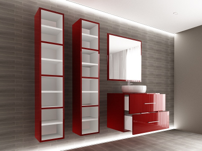 Set EOS 1 MDF Bordo Lucios | Set Mobilă Modulară Suspendată pentru Baie | Mobilier Premium, Modern, Configurabil și Personalizabil - Hulgo Mobili [2]