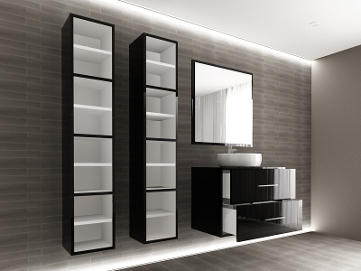 Set EOS 1 MDF Negru Lucios | Set Mobilă Modulară Suspendată pentru Baie | Mobilier Premium, Modern, Configurabil și Personalizabil - Hulgo Mobili [4]