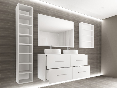 Set EOS 3 MDF Alb Lucios | Set Mobilă Modulară Suspendată pentru Baie | Mobilier Premium, Modern, Configurabil și Personalizabil - Hulgo Mobili [2]