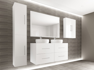 Set EOS 3 MDF Alb Lucios | Set Mobilă Modulară Suspendată pentru Baie | Mobilier Premium, Modern, Configurabil și Personalizabil - Hulgo Mobili [6]