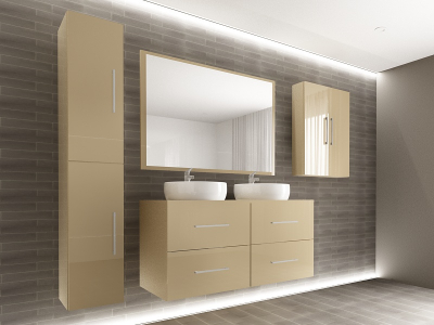 Set EOS 3 MDF Cappuccino Lucios | Set Mobilă Modulară Suspendată pentru Baie | Mobilier Premium, Modern, Configurabil și Personalizabil - Hulgo Mobili [2]