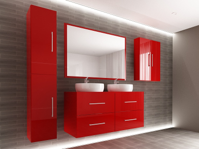 Set EOS 3 MDF Rosu Lucios | Set Mobilă Modulară Suspendată pentru Baie | Mobilier Premium, Modern, Configurabil și Personalizabil - Hulgo Mobili [7]
