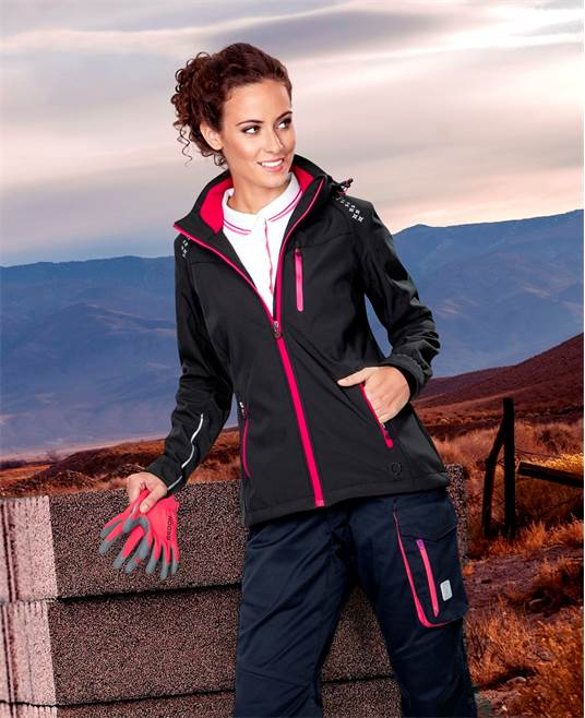 Jacheta softshell pentru femei FLORET - negru/roz [2]