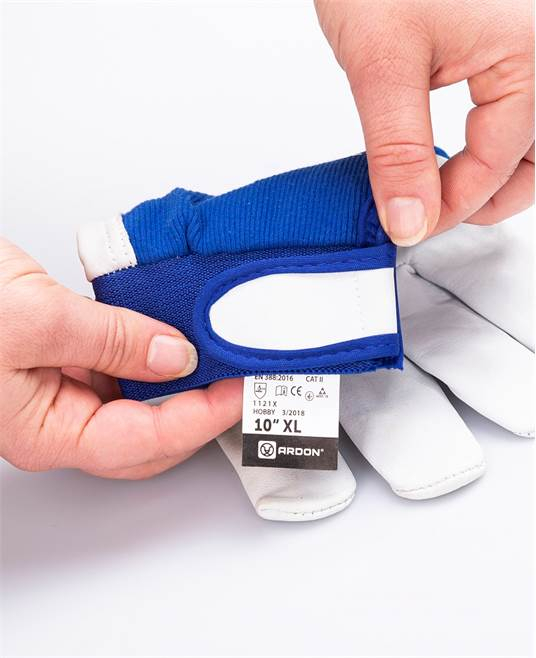 Manusi de protectie din piele de capra Hobby cu manseta velcro - galben - blisterate 1121X [6]