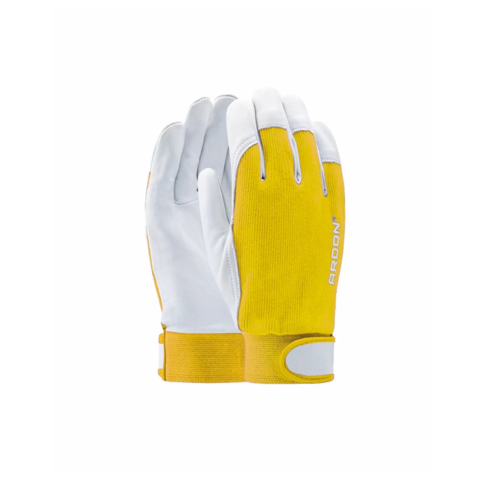 Manusi de protectie din piele de capra Hobby cu manseta velcro - galben - blisterate 1121X [6]