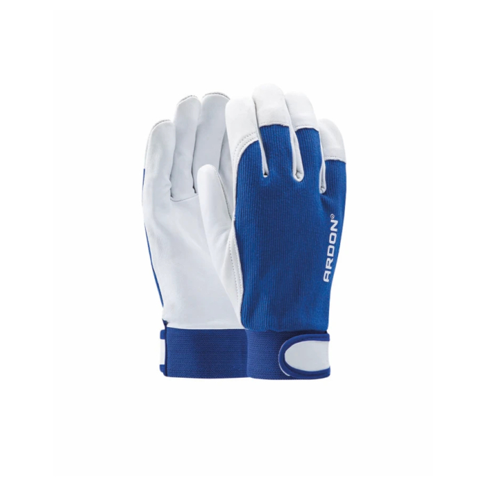 Manusi de protectie din piele de capra Hobby cu manseta velcro - galben - blisterate 1121X [4]