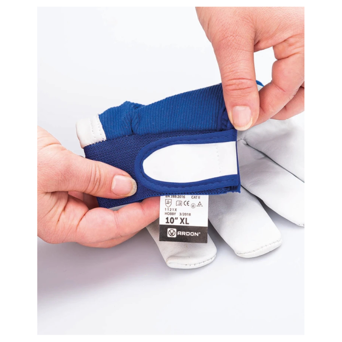 Manusi de protectie din piele de capra Hobby cu manseta velcro - galben - blisterate 1121X [3]