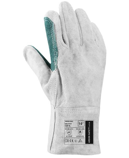 Manusi de protectie din piele spalt bovina Simon - gri/verde 4134X [2]