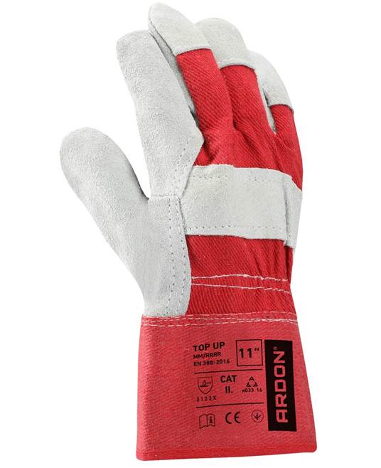 Manusi de protectie din spalt bovina Top Up gri/rosu 3122X [2]