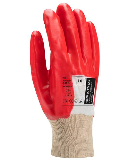 Manusi de protectie imersate 3/4 in PVC - Rich - rosu 3131X [2]
