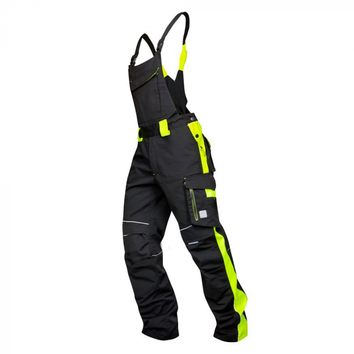 Pantaloni cu pieptar de iarna NEON - negru/galben [2]