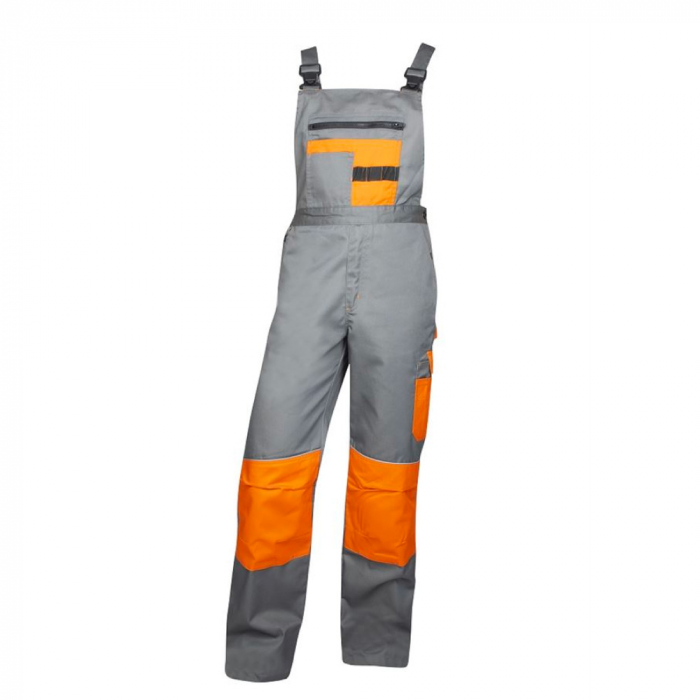 Pantaloni de lucru cu pieptar 2STRONG - gri/portocaliu [1]