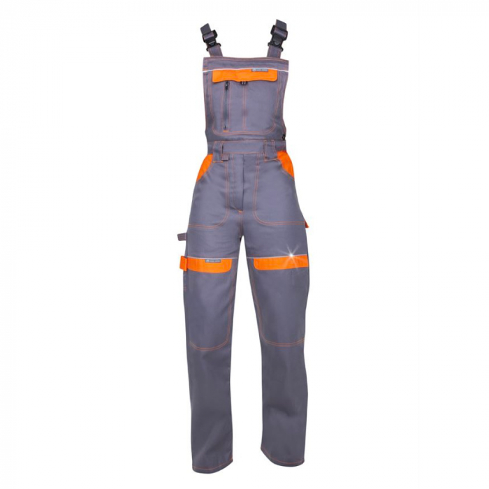 Pantaloni de lucru cu pieptar COOL TREND - gri/portocaliu - pentru femei [1]