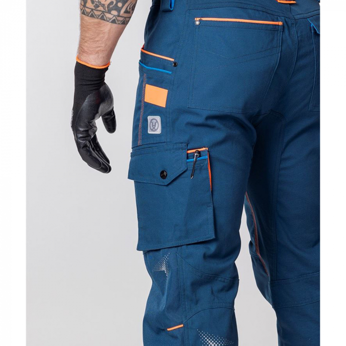 Pantaloni de lucru cu pieptar Creatron - albastru/neon [7]